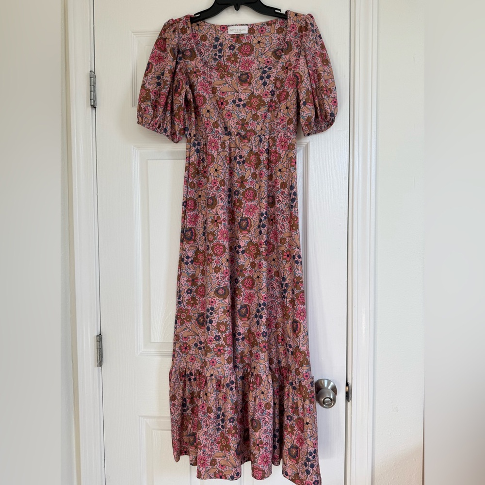 Floral Puff-Sleeve Maxi Dress - Pink Multi
